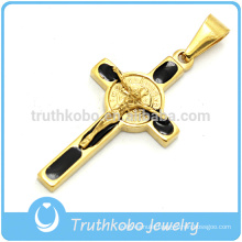 2016 Hot Sale Christian Cross Pendants 18K Gold Plated Stainless Steel Crucifix Mens Necklaces